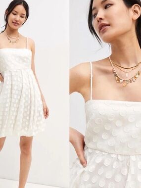 NWT $198 Anthropologie x Sachin & Babi White Textured Polka Dot Mini Dress 2
